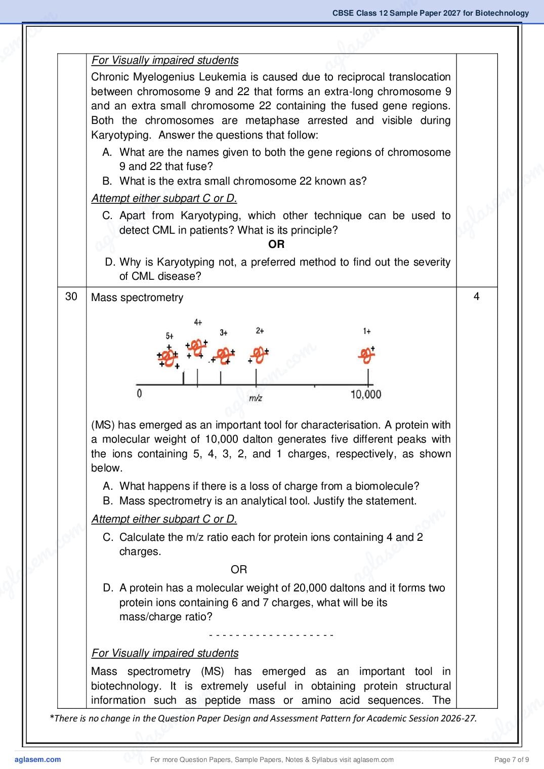 CBSE Class 12 Biotechnology Sample Paper 2027 with Marking Scheme PDF