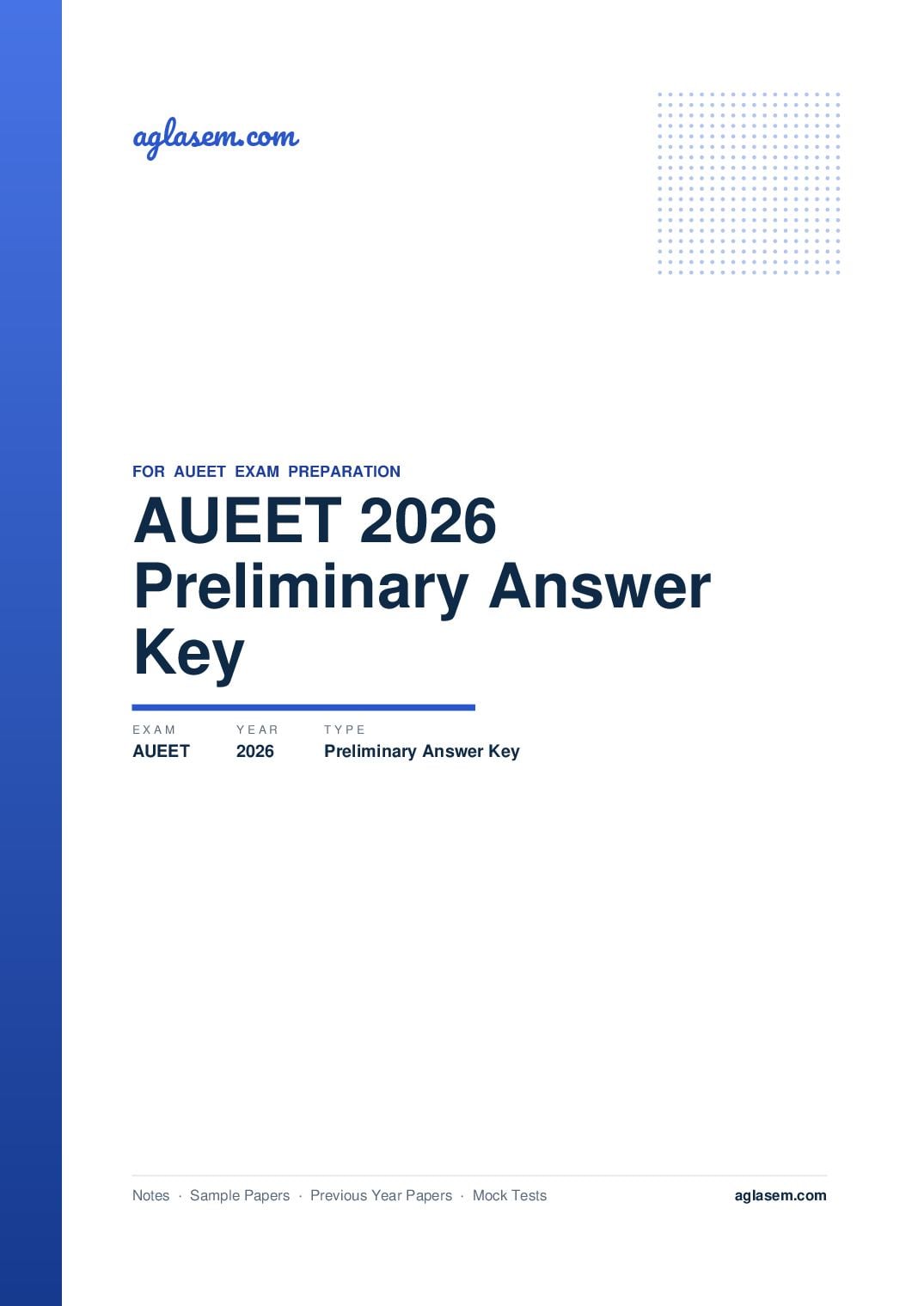 AUEET 2026 Answer Key (Preliminary) - Page 1 of 2