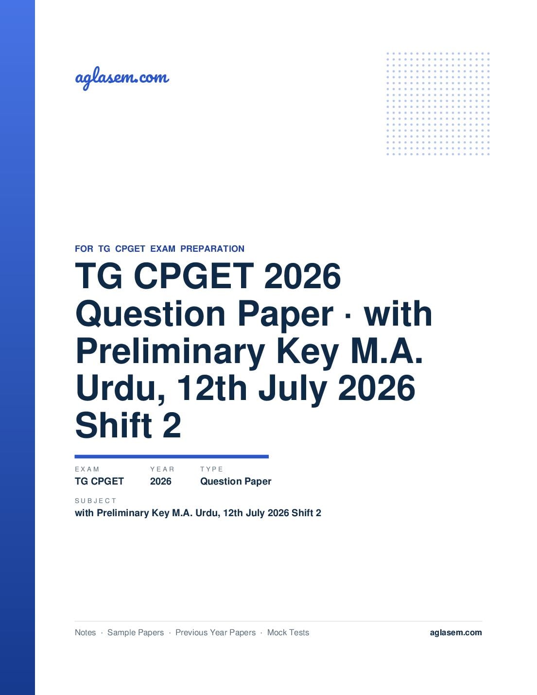 TG CPGET 2026 Question Paper with Preliminary Key M.A. Urdu, 12th July 2026 Shift 2 - Page 1 of 43