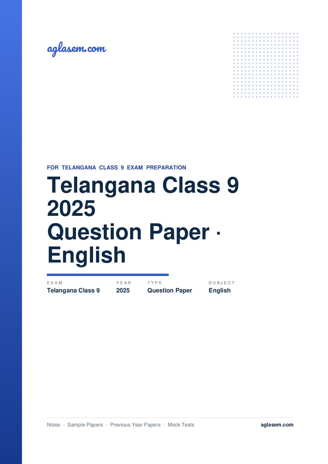 Telangana Class 9 Question Paper 2025 English - Page 1 of 3