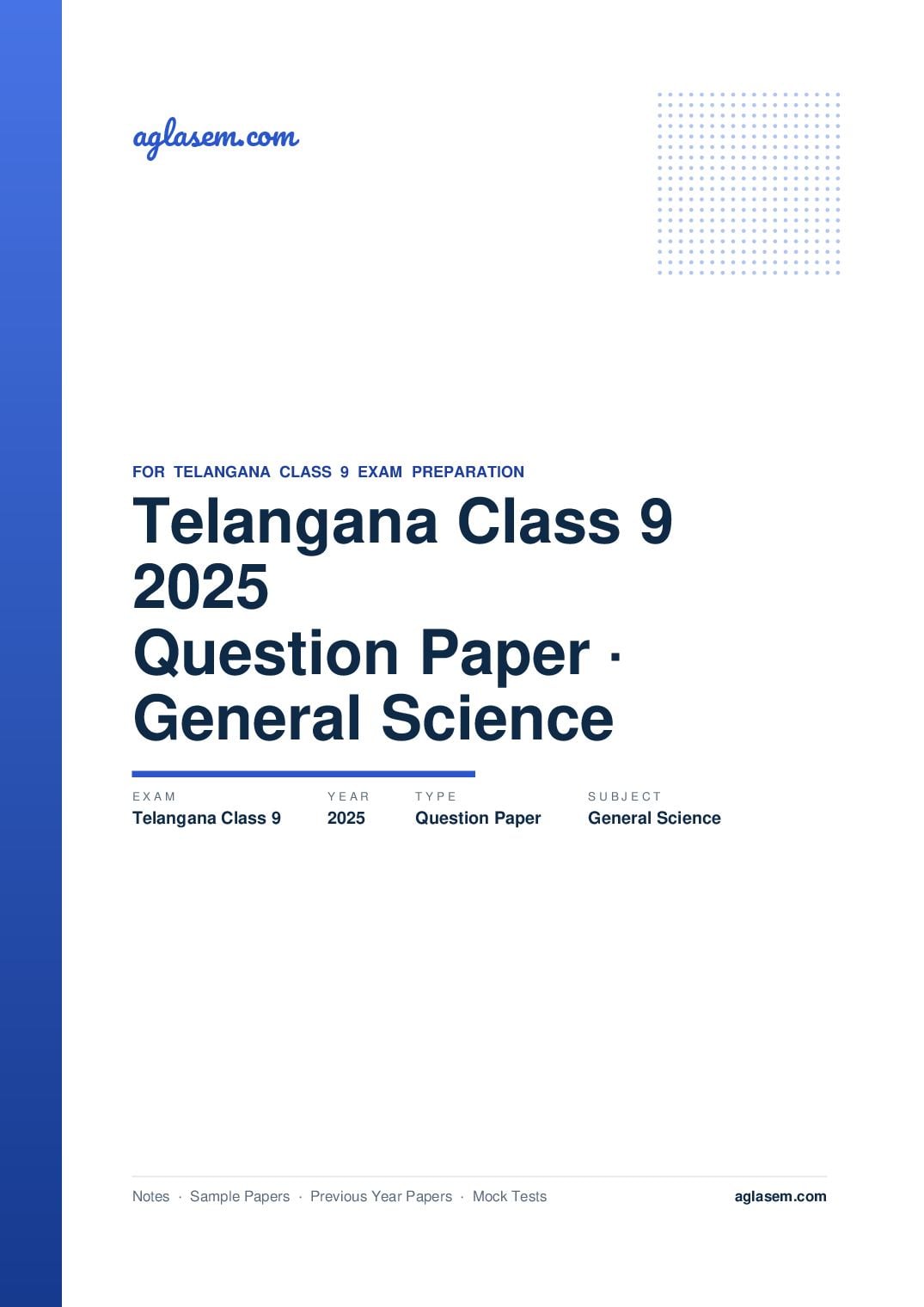 Telangana Class 9 Question Paper 2025 General Science - Page 1 of 5