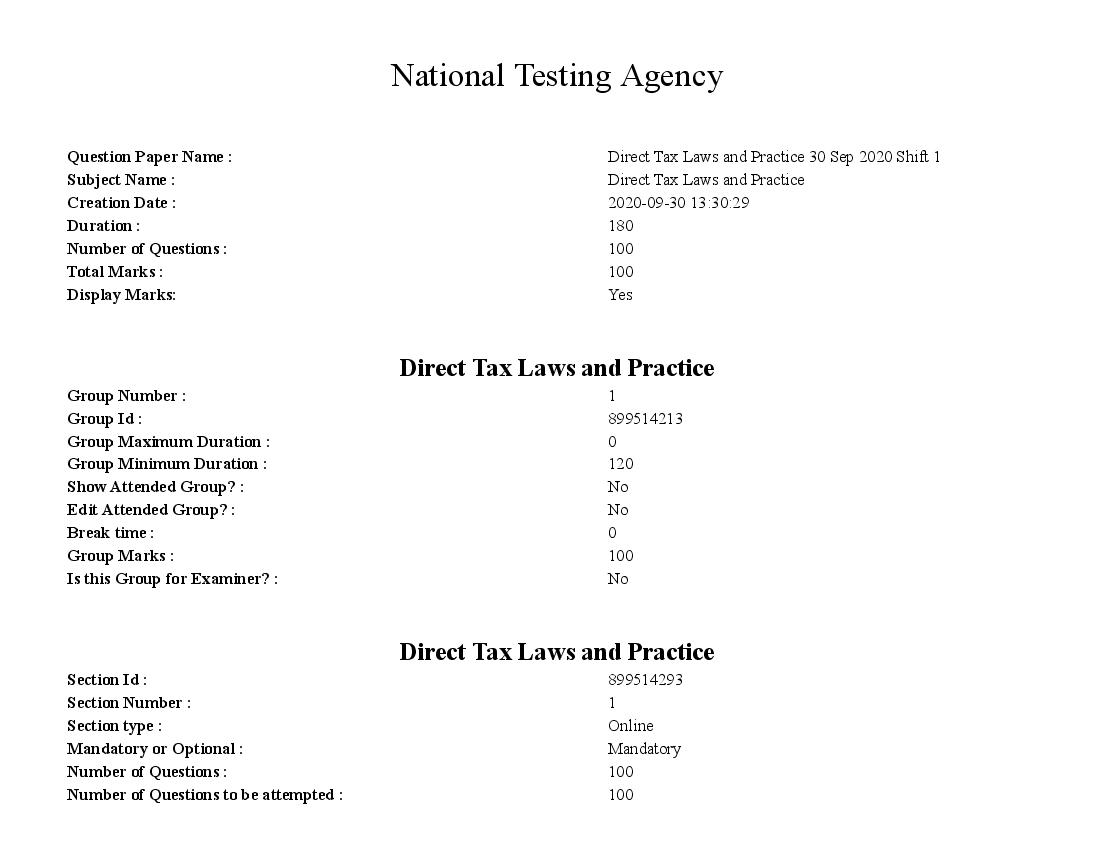 SWAYAM 2020 Question Paper Direct Tax Laws and Practice - Page 1 of 48