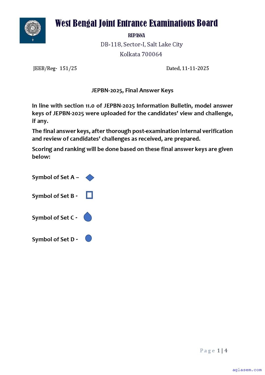 JEPBN 2025 Answer Key - Page 1 of 4