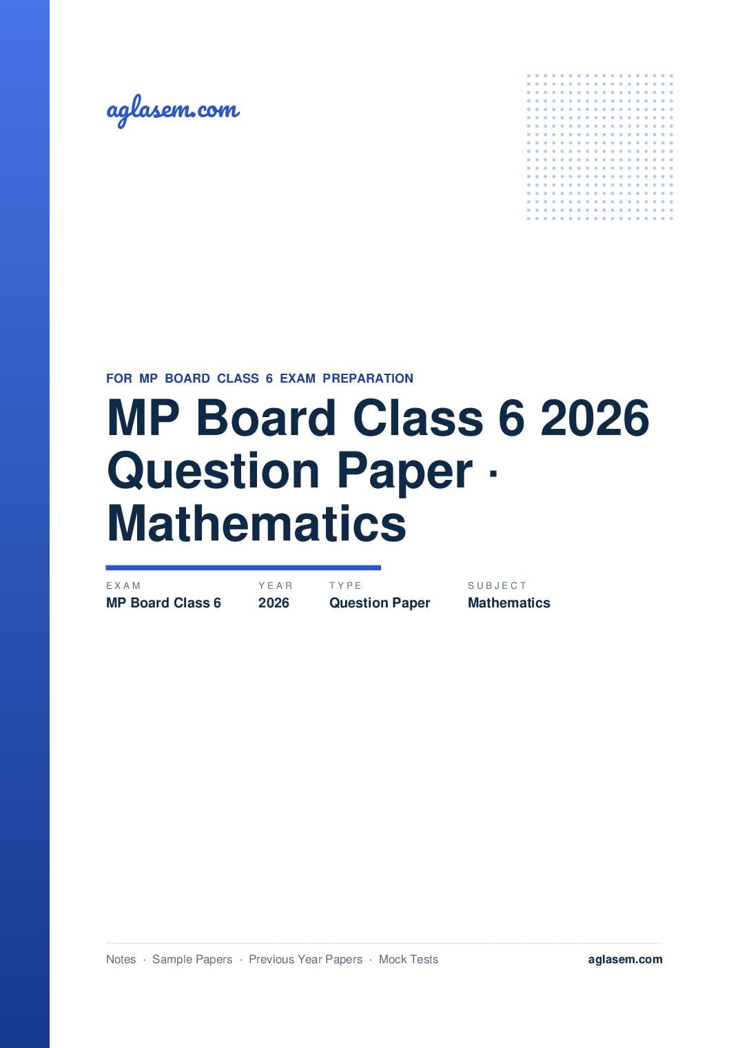 MP Board Class 6 Question Paper 2026 Mathematics - Page 1 of 3