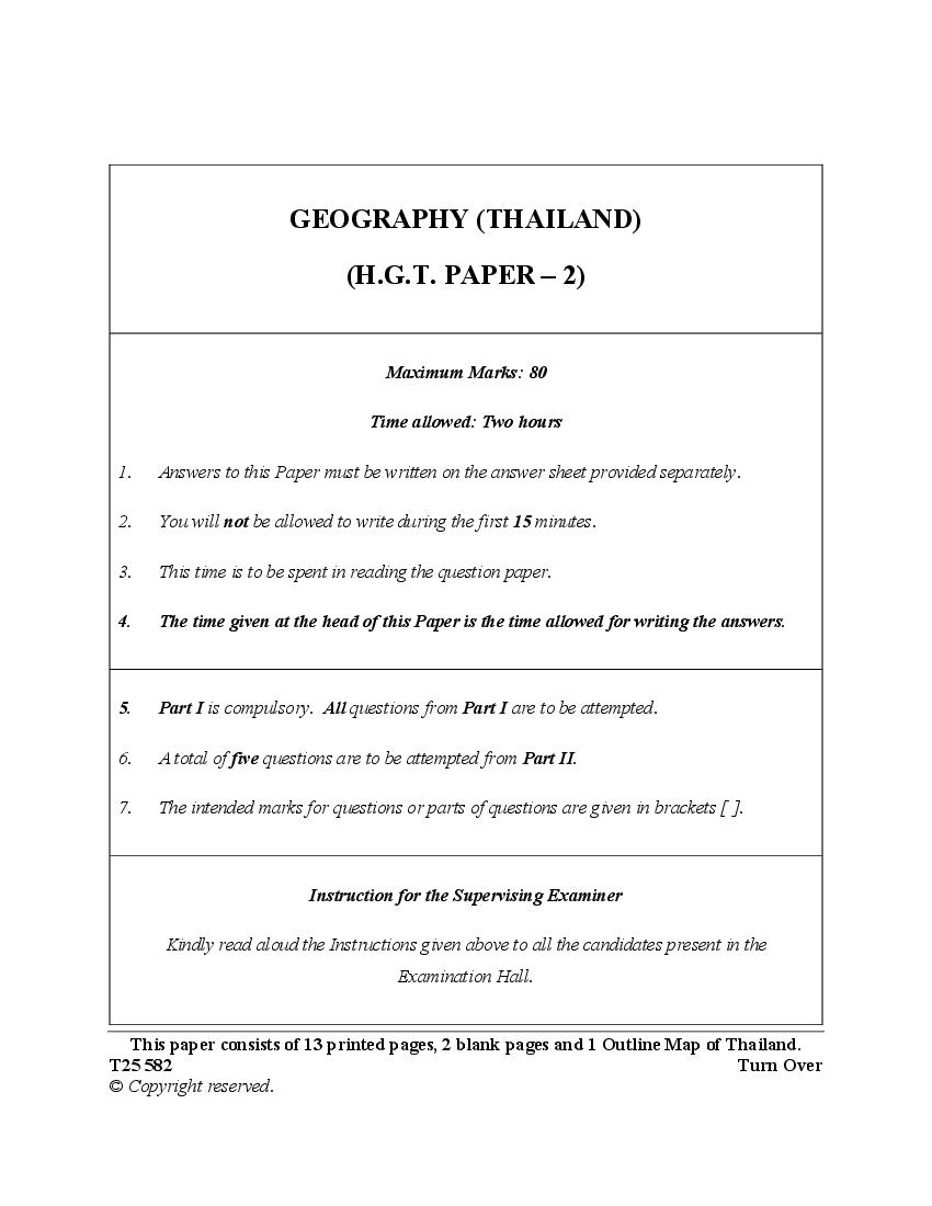 ICSE Class 10 Question Paper 2025 Geography (Thailand) - Page 1 of 15