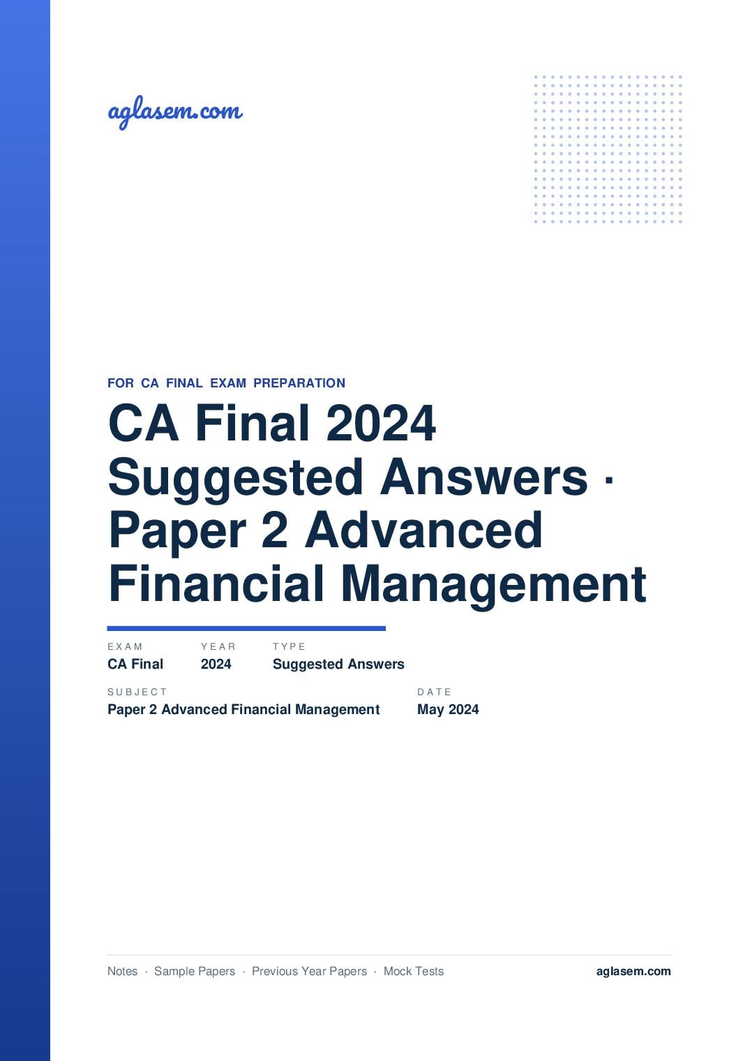 CA Final May 2024 Suggested Answers Paper 2 Advanced Financial Management - Page 1 of 24