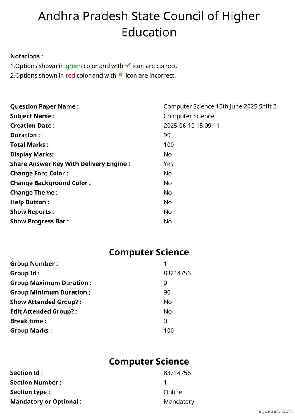 AP PGCET 2025 Question Paper with Answer Key Computer Science - Page 1 of 62
