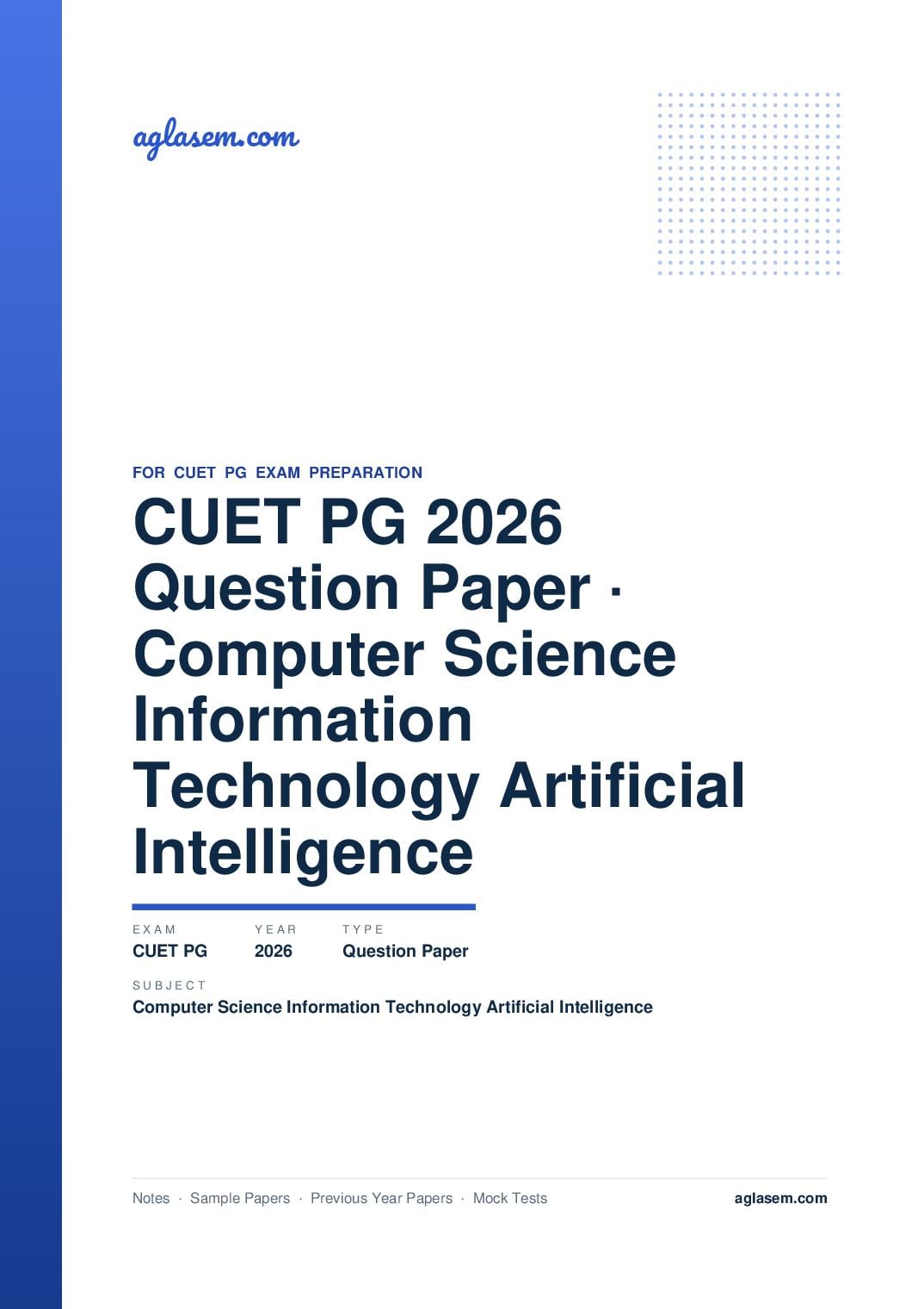 CUET PG 2026 Question Paper Computer Science and Information Technology and Artificial Intelligence - Page 1 of 65