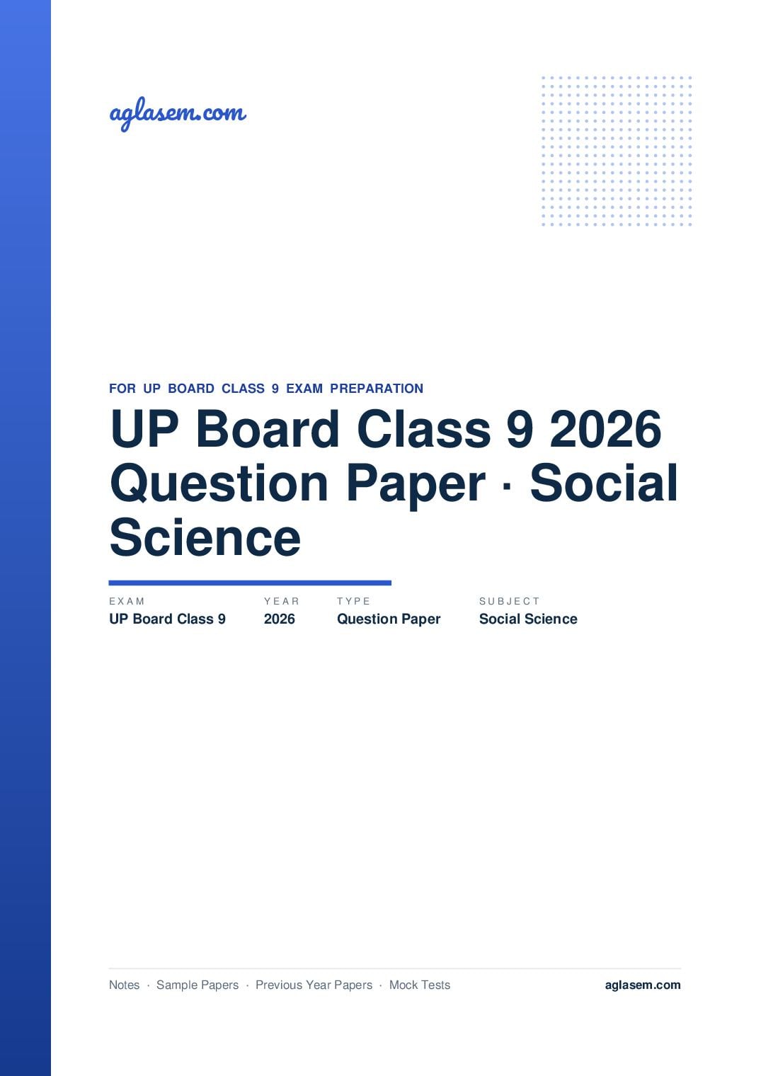 UP Board Class 9 Question Paper 2026 Social Science - Page 1 of 5