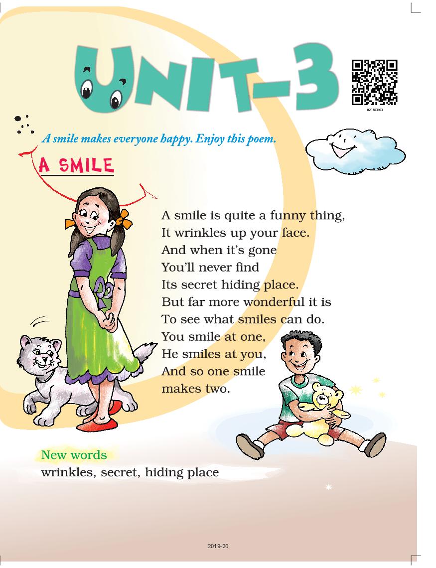 NCERT Book Class 2 English (Marigold) Unit 3 A Smile; The Wind and the Sun - Page 1