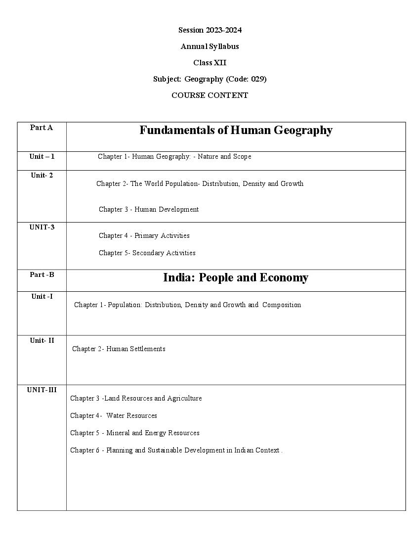 Edudel Syllabus Class 12 Geography - Page 1