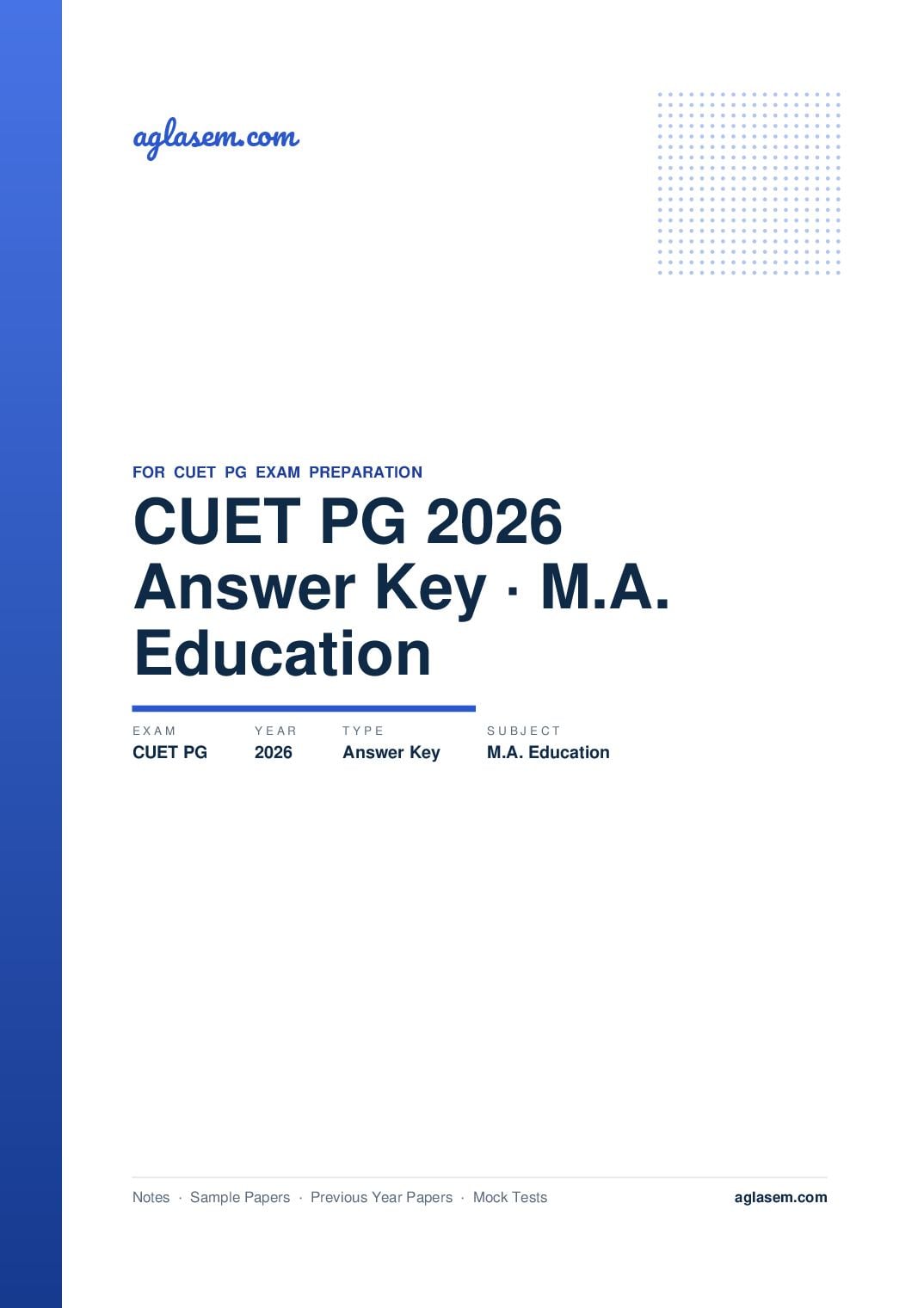 CUET PG 2026 Answer Key M.A. Education - Page 1 of 2