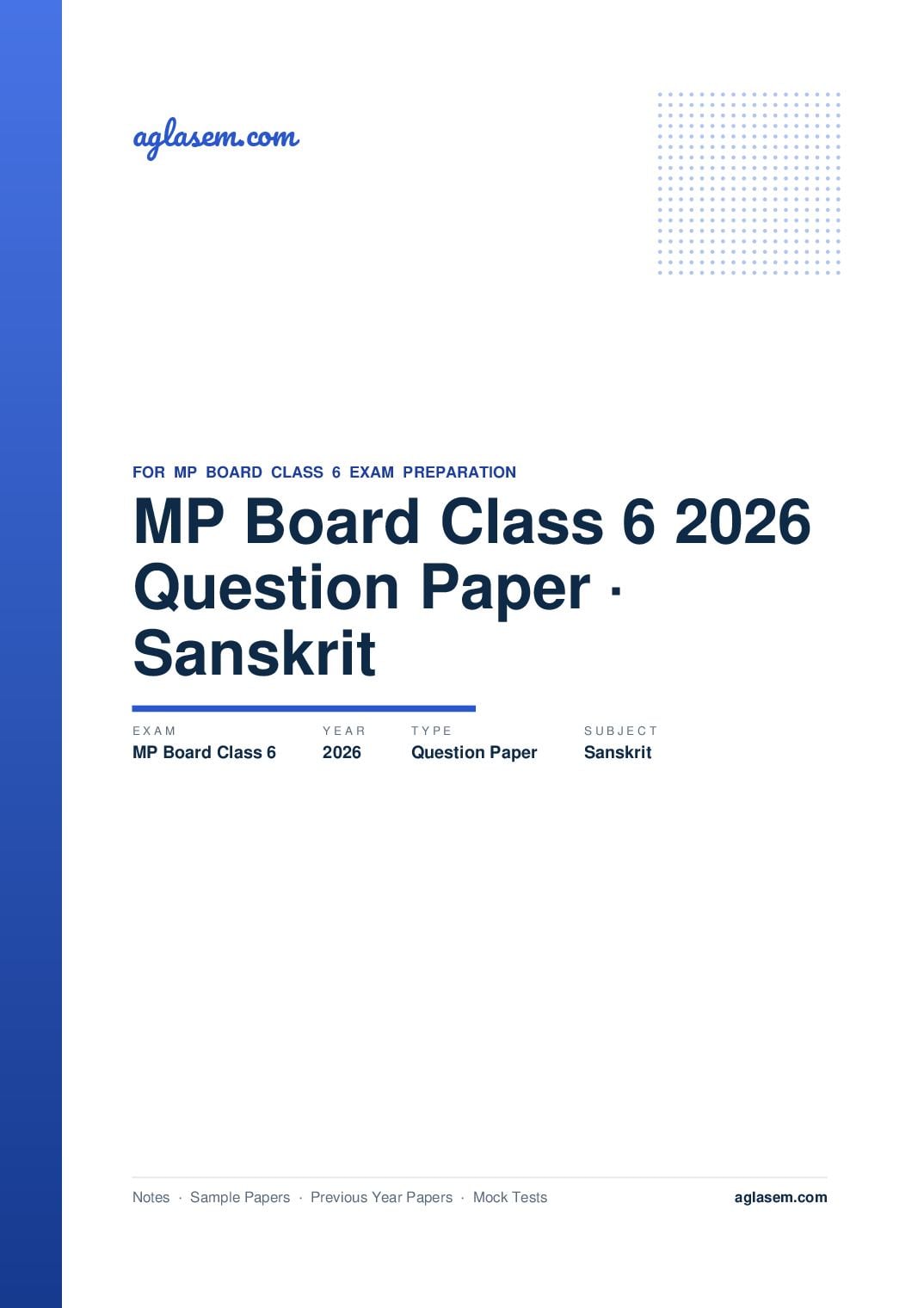 MP Board Class 6 Question Paper 2026 Sanskrit - Page 1 of 3