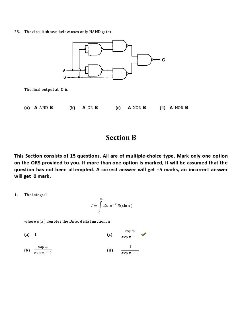 TIFR GS 2019 Question Paper PDF (Physics PhD, I-PhD and 5 More)