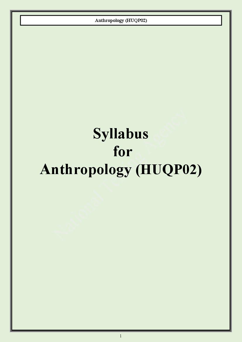 CUET PG 2024 Syllabus Anthropology - Page 1