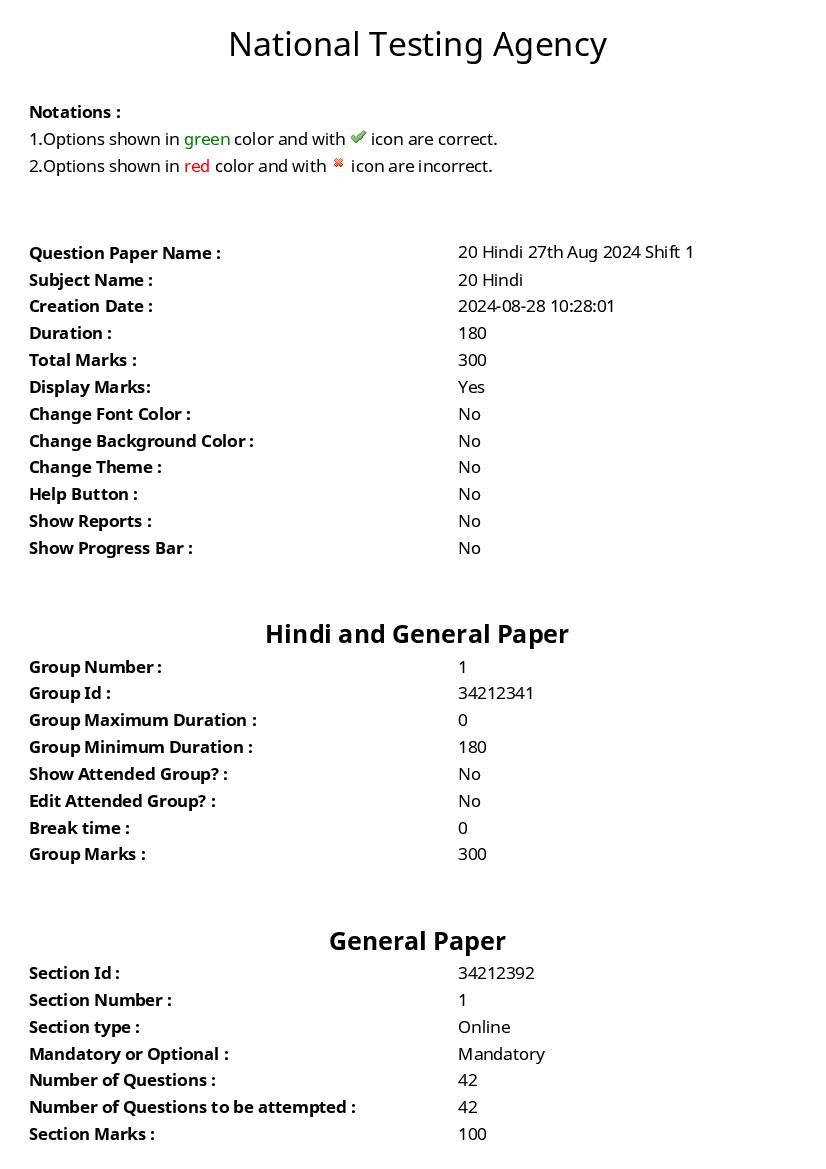 UGC NET 2024 Question Paper Hindi - Page 1
