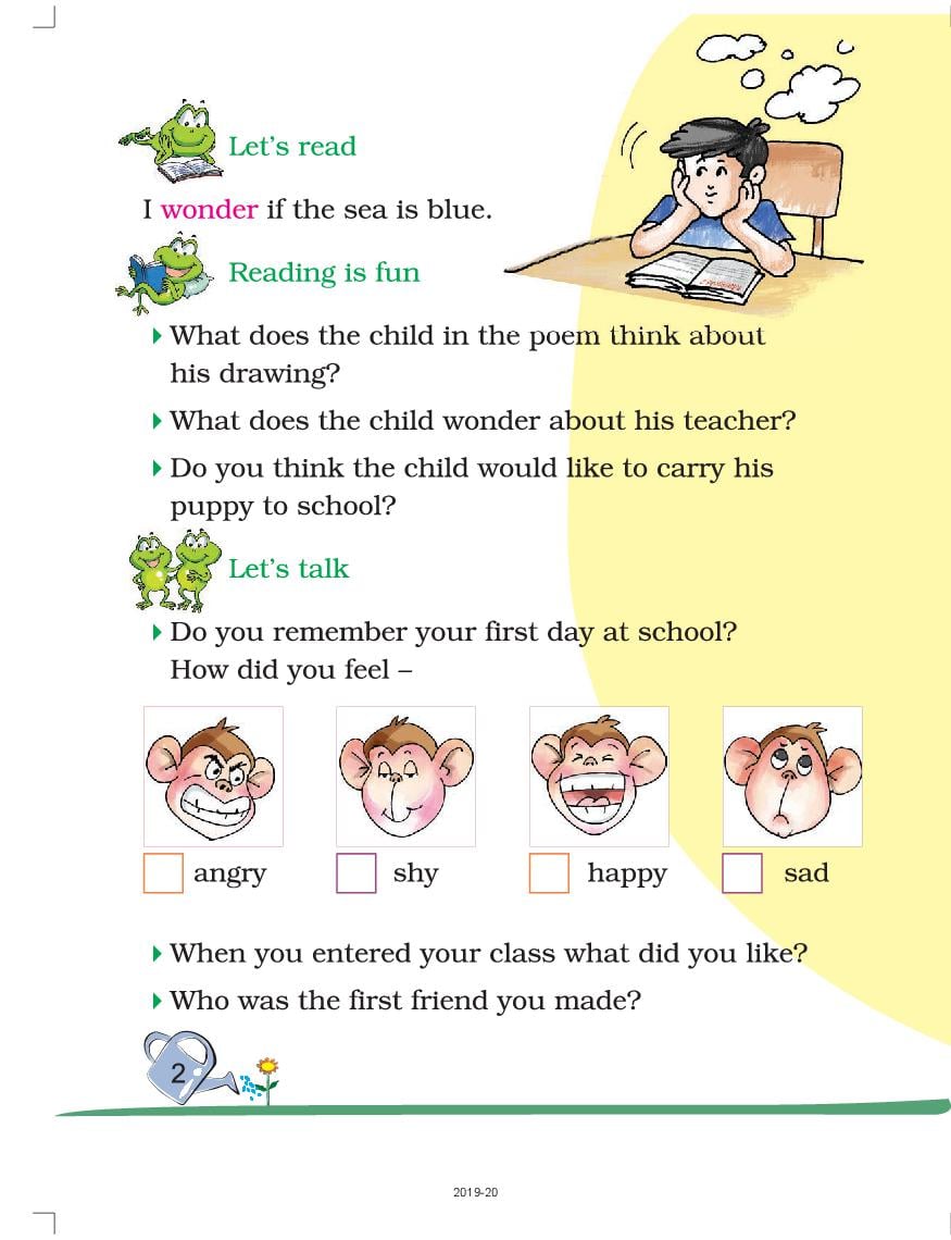 Ncert Book Class 2 English Marigold Chapter 1 First Day At School Aglasem Schools