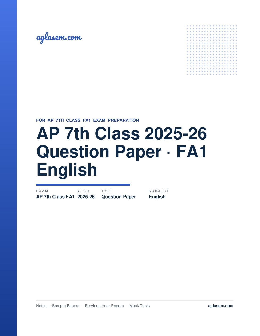 AP 7th Class Question Paper 2025-26 FA1 English - Page 1 of 7