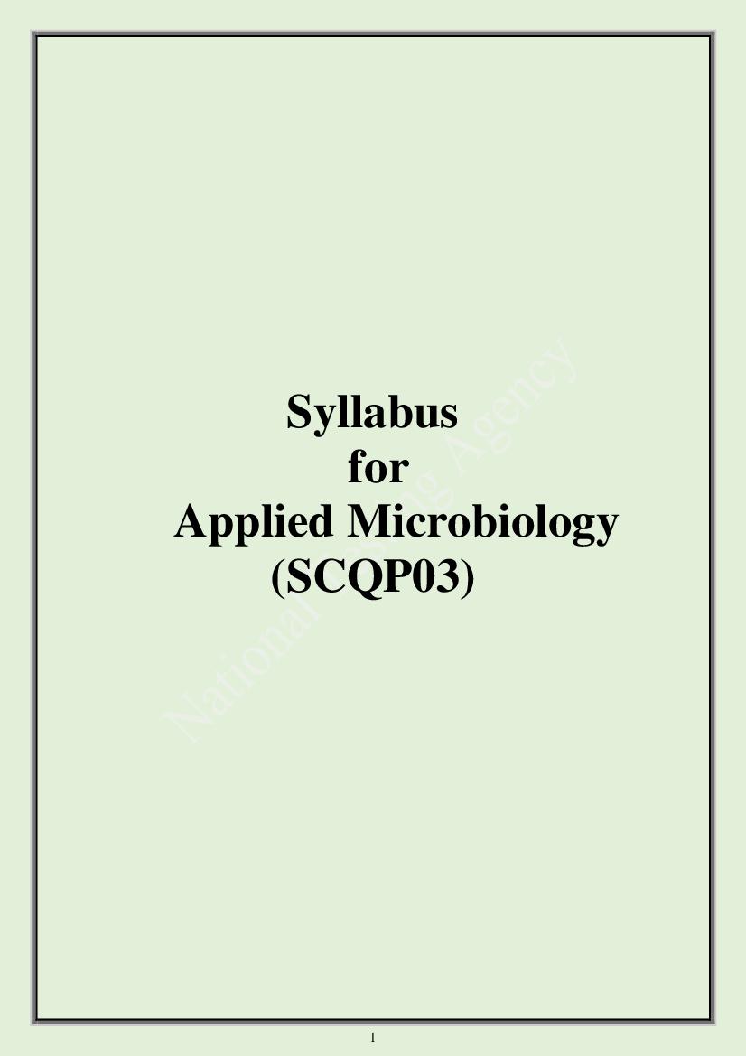CUET PG 2024 Syllabus Applied Microbiology - Page 1