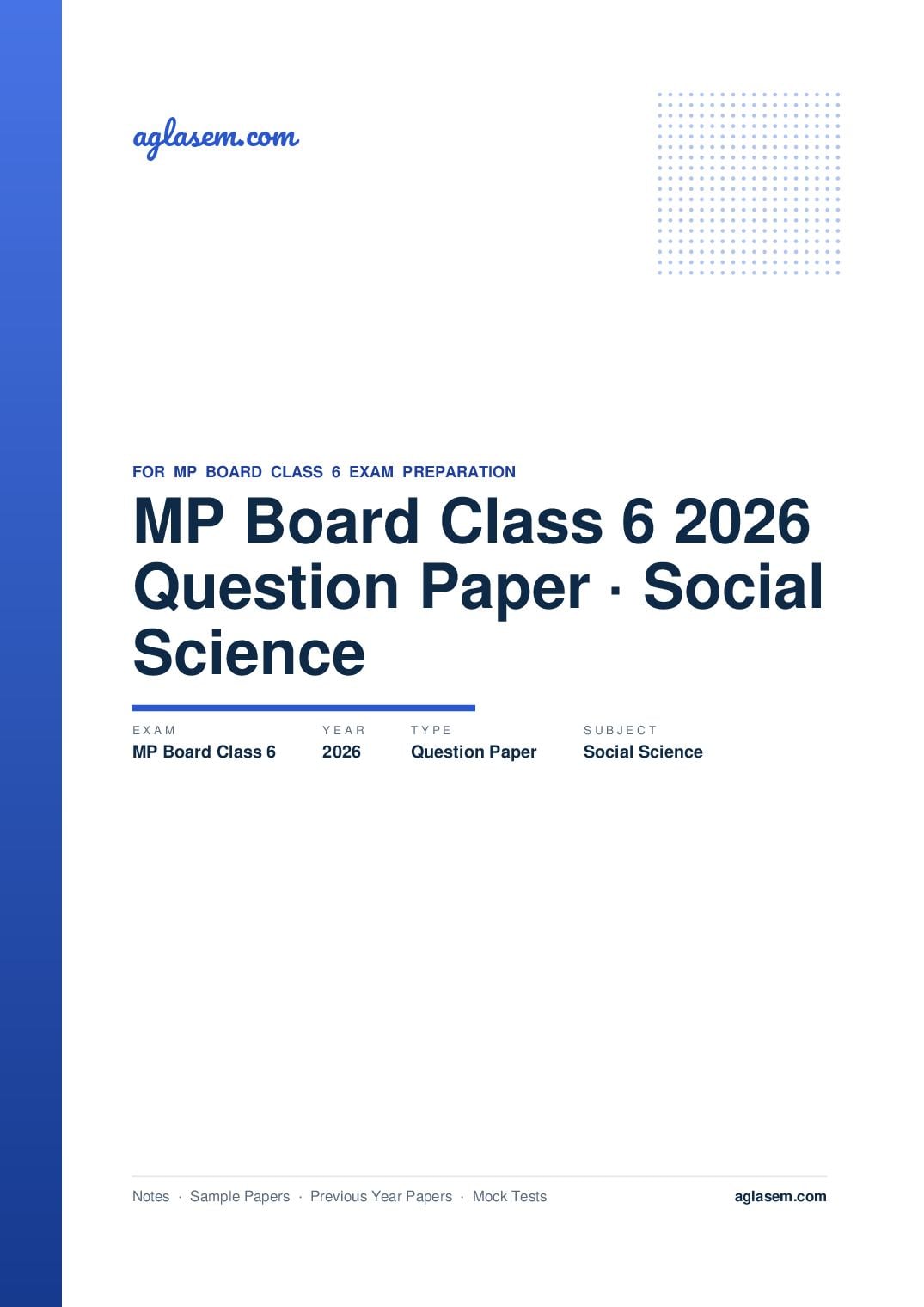 MP Board Class 6 Question Paper 2026 Social Science - Page 1 of 3