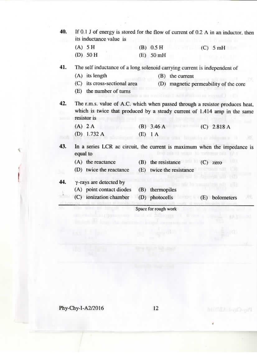 KEAM 2016 Question Paper PDF with Answer Keys (Paper 1 and 2)