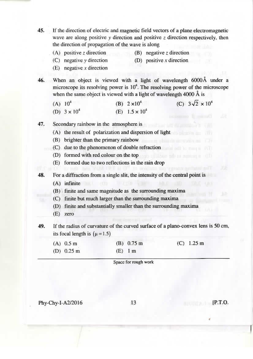 KEAM 2016 Question Paper PDF with Answer Keys (Paper 1 and 2)