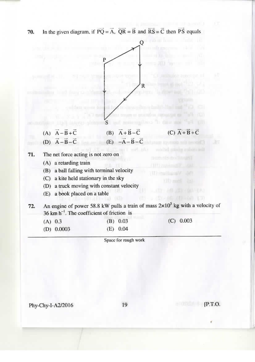 KEAM 2016 Question Paper PDF with Answer Keys (Paper 1 and 2)