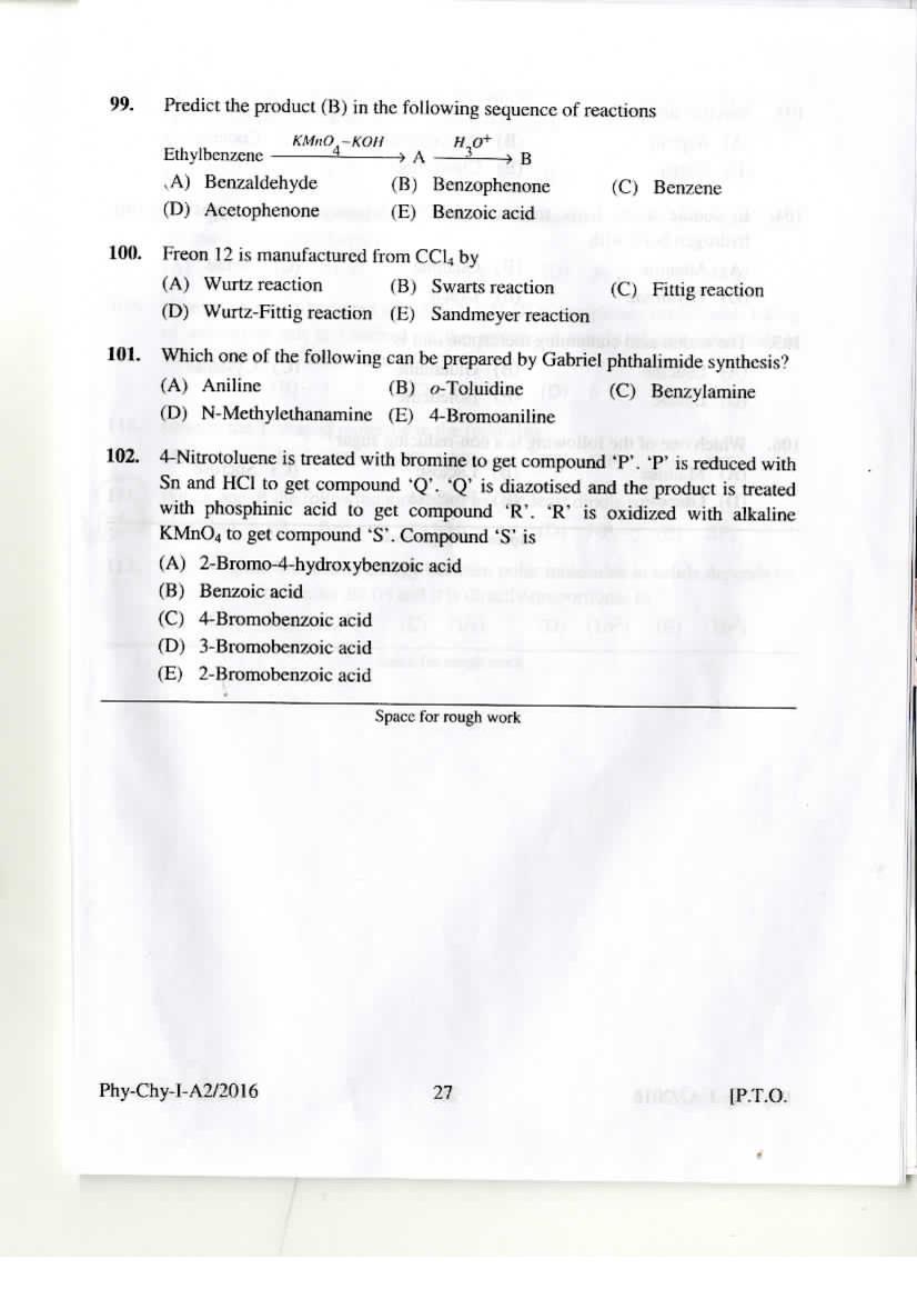 KEAM 2016 Question Paper PDF with Answer Keys (Paper 1 and 2)