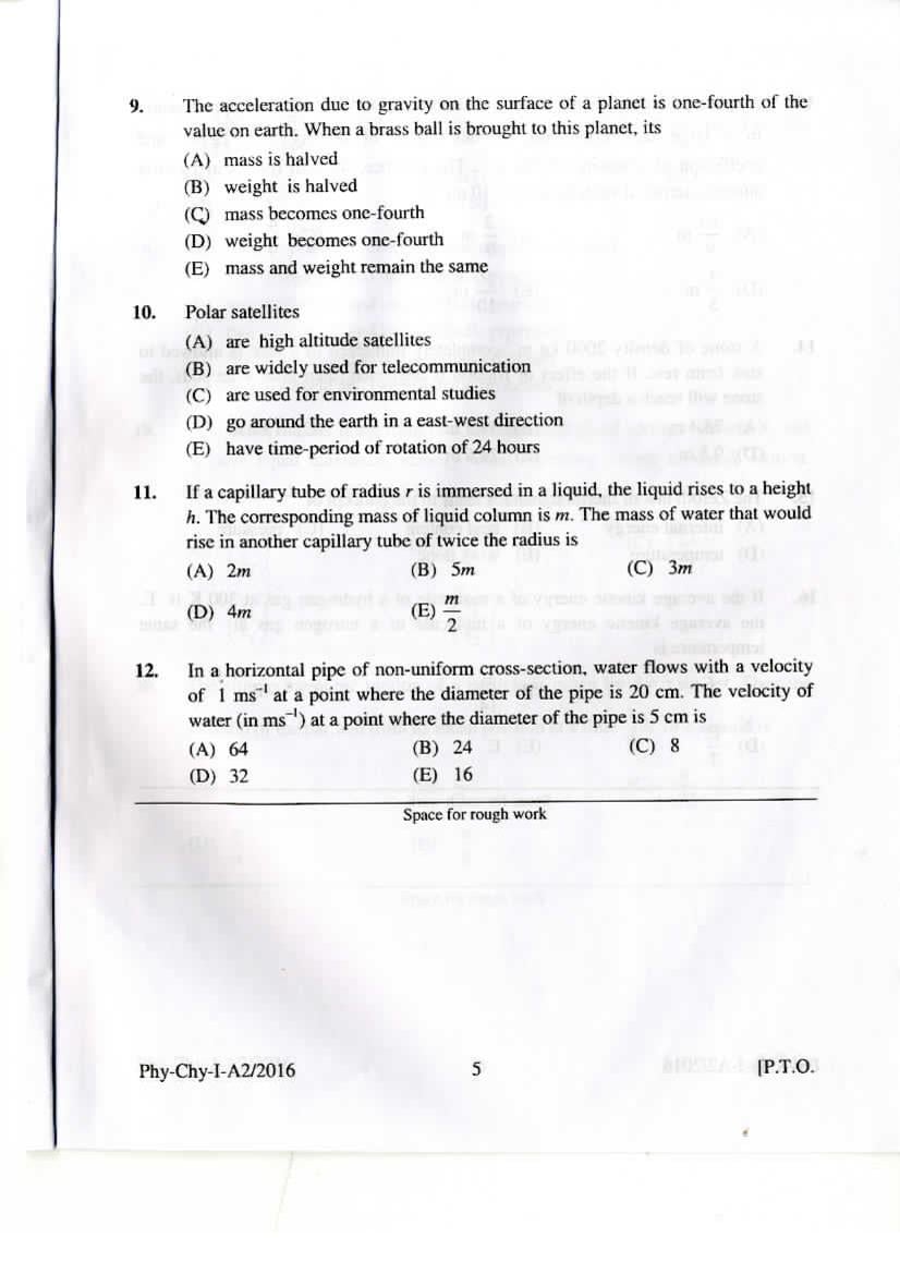 KEAM 2016 Question Paper PDF with Answer Keys (Paper 1 and 2)