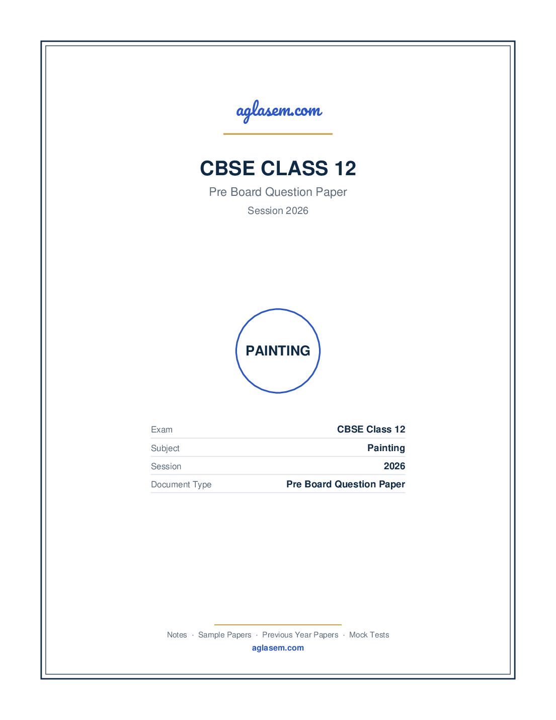 Class 12 Pre Board Question Paper 2026 Painting - Page 1 of 4
