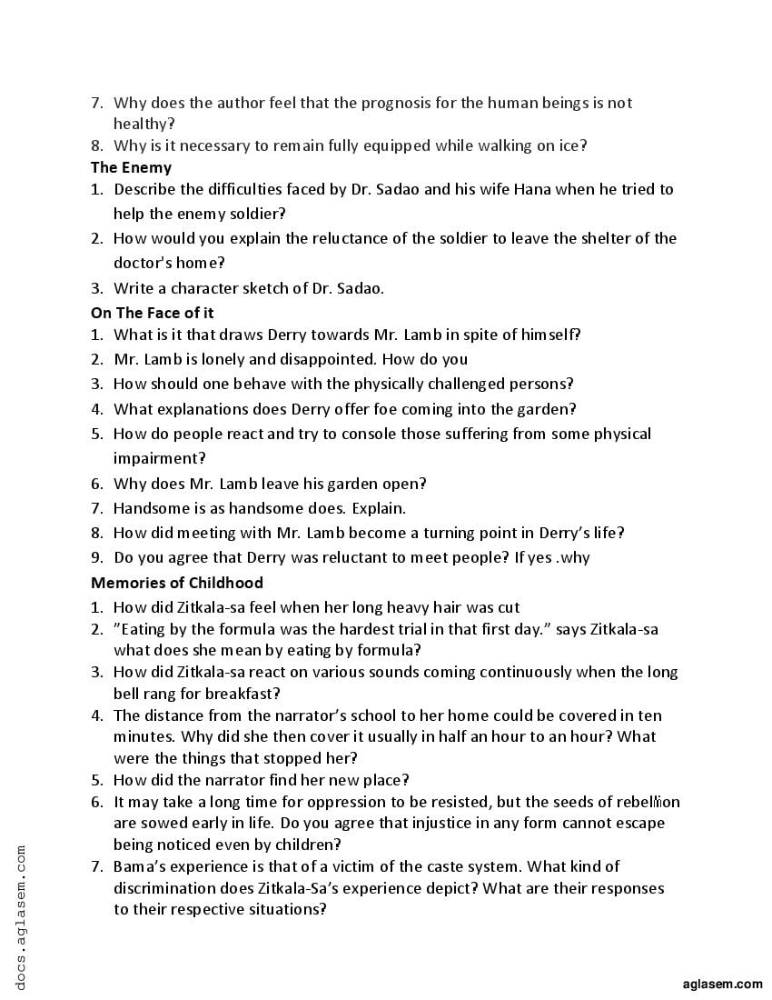 Class 12 English Question Bank (PDF) - Important Questions for Class 12 ...