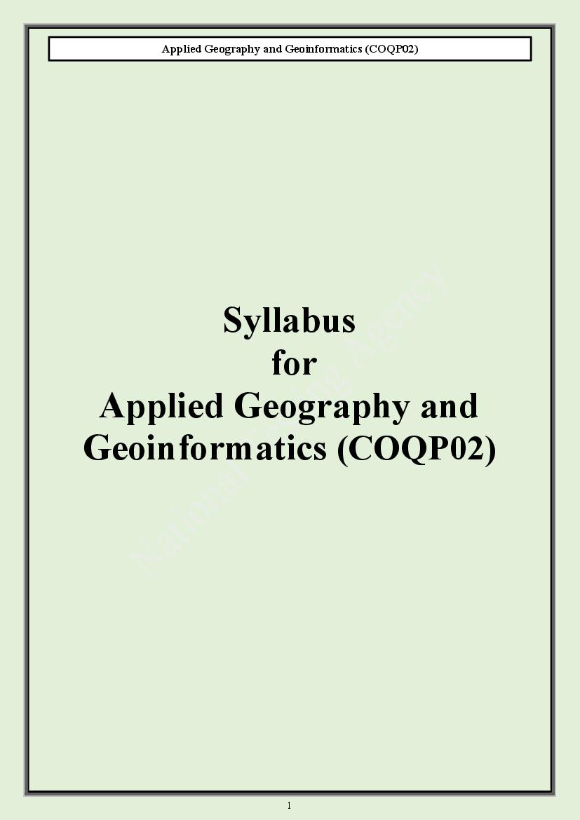 CUET PG 2024 Syllabus Applied Geography and Geoinformatics - Page 1