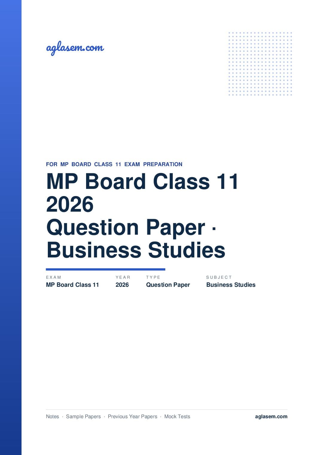 MP Board Class 11 Question Paper 2026 Business Studies - Page 1 of 9