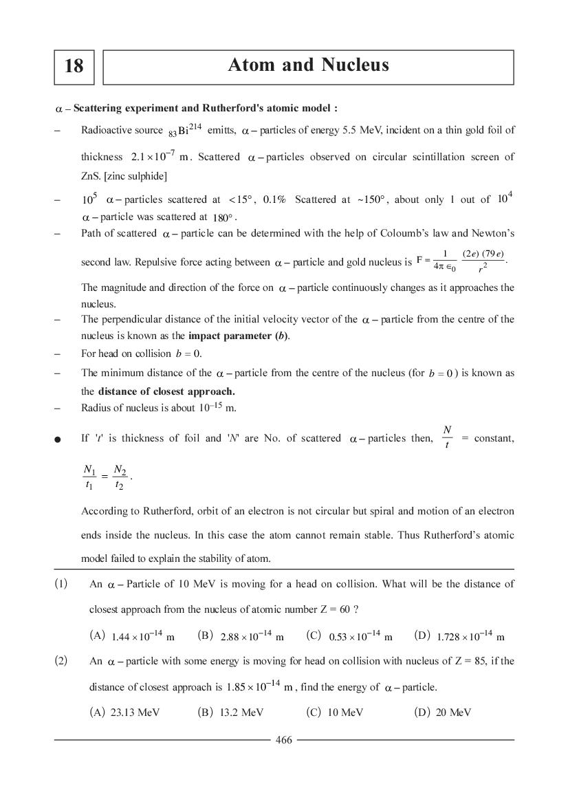 JEE NEET Physics Question Bank - Atom and Nucleus - Page 1