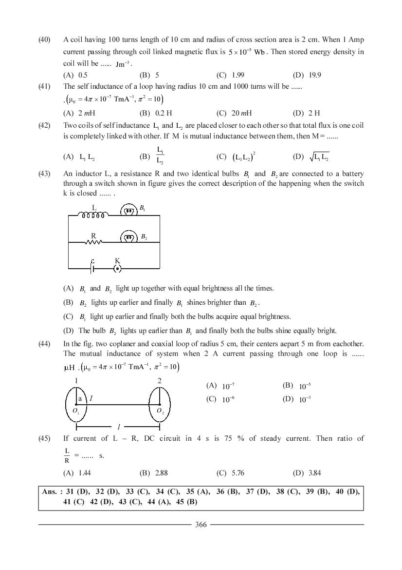 JEE NEET Physics Question Bank for Electromagnetic Induction and ...