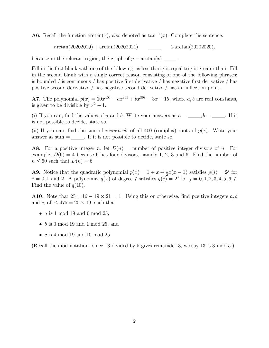 CMI Entrance Exam 2020 Question Papers PDF with Solutions (4 Papers)
