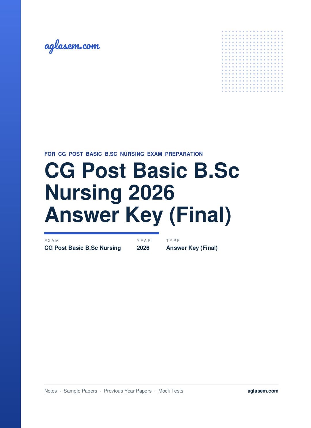 CG Post Basic B.Sc Nursing 2026 Answer Key (Final) - Page 1 of 2