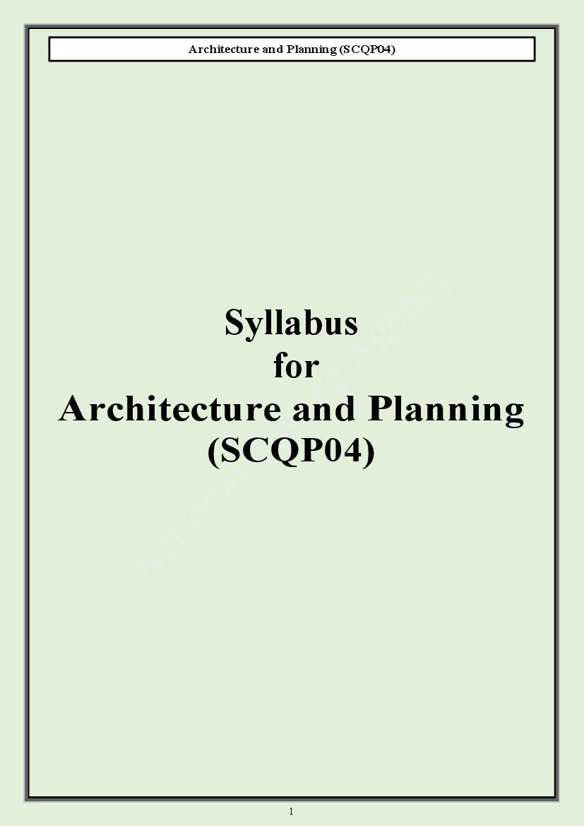 CUET PG 2024 Syllabus Architecture and Planning - Page 1