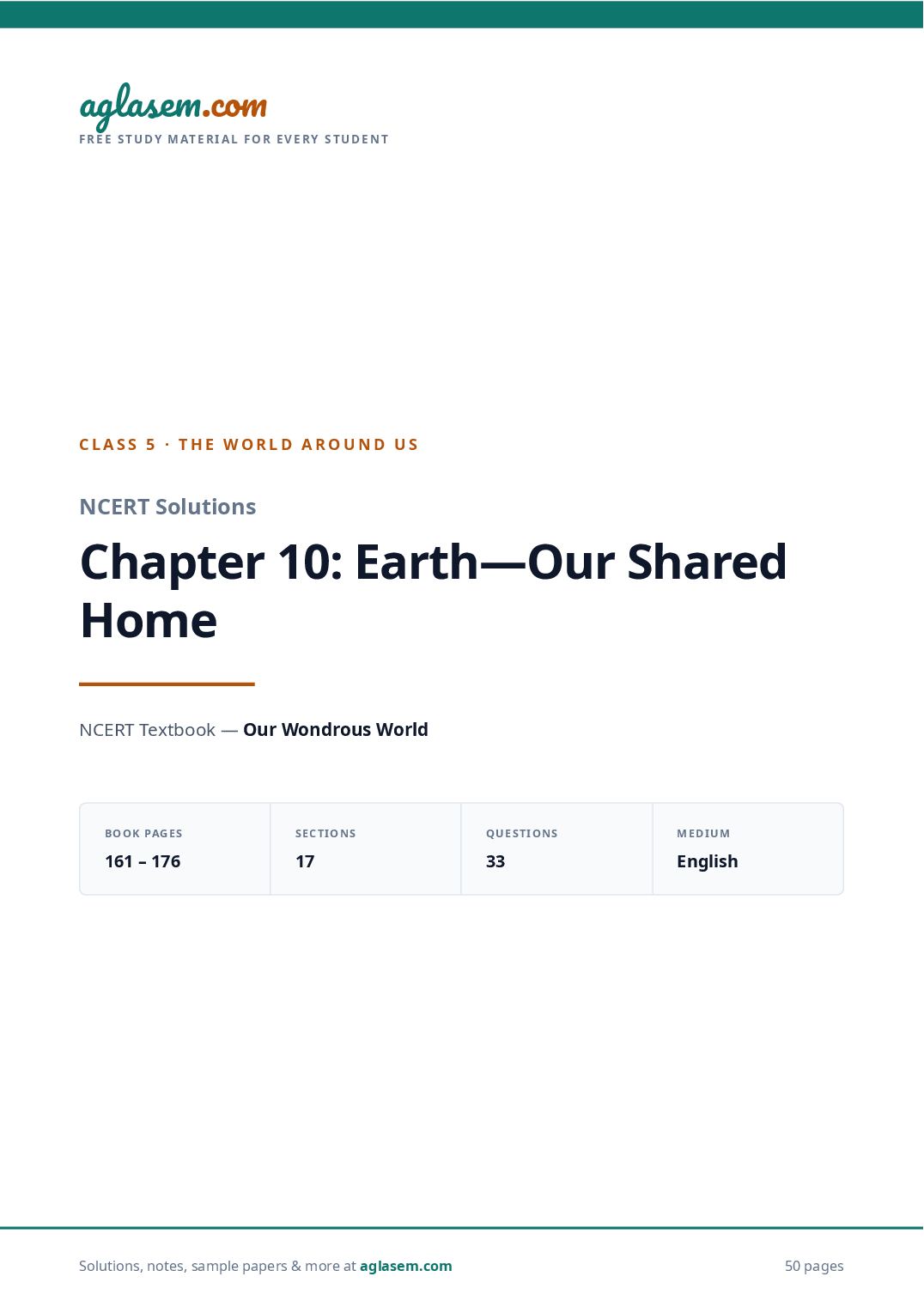 NCERT Solutions Class 5 The World Around Us Chapter 10 Earth Our Shared Home - Page 1 of 51