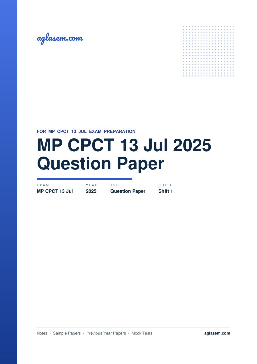 MP CPCT 13 Jul 2025 Question Paper Shift 1 - Page 1 of 55