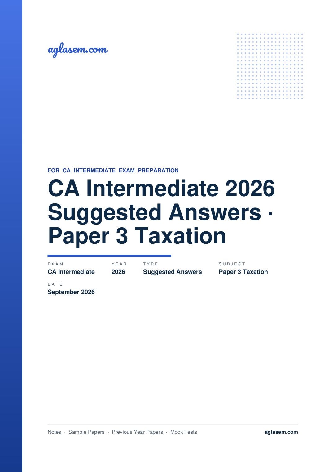 CA Intermediate September 2026 Suggested Answers Paper 3 Taxation - Page 1 of 45