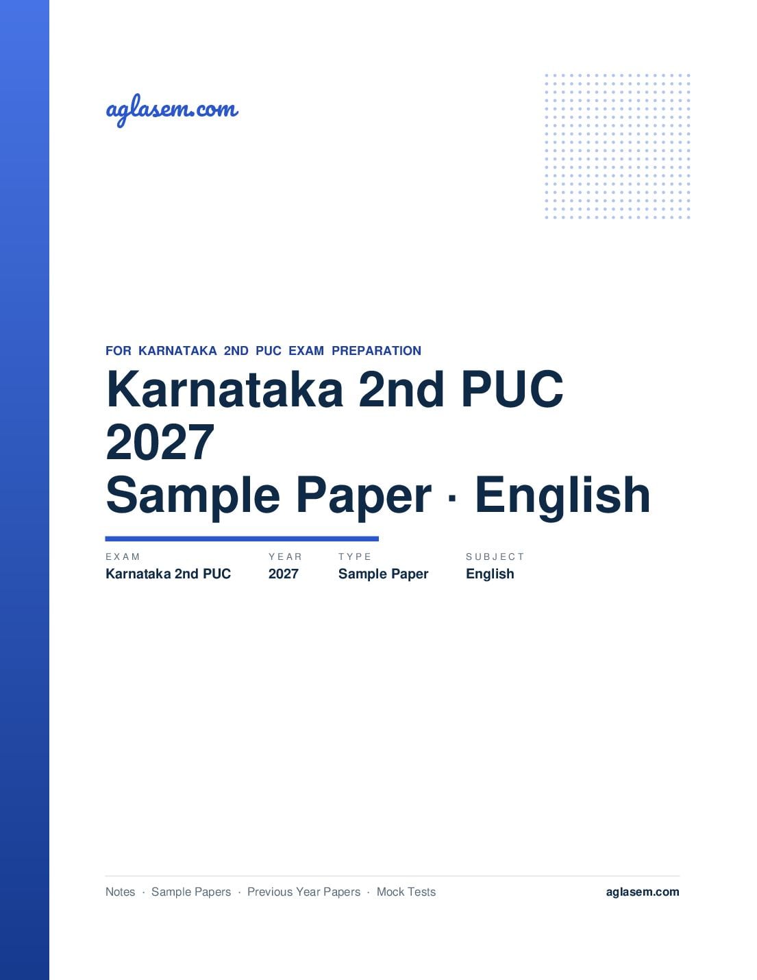 Karnataka 2nd PUC Model Question Paper 2027 for English - Page 1 of 7