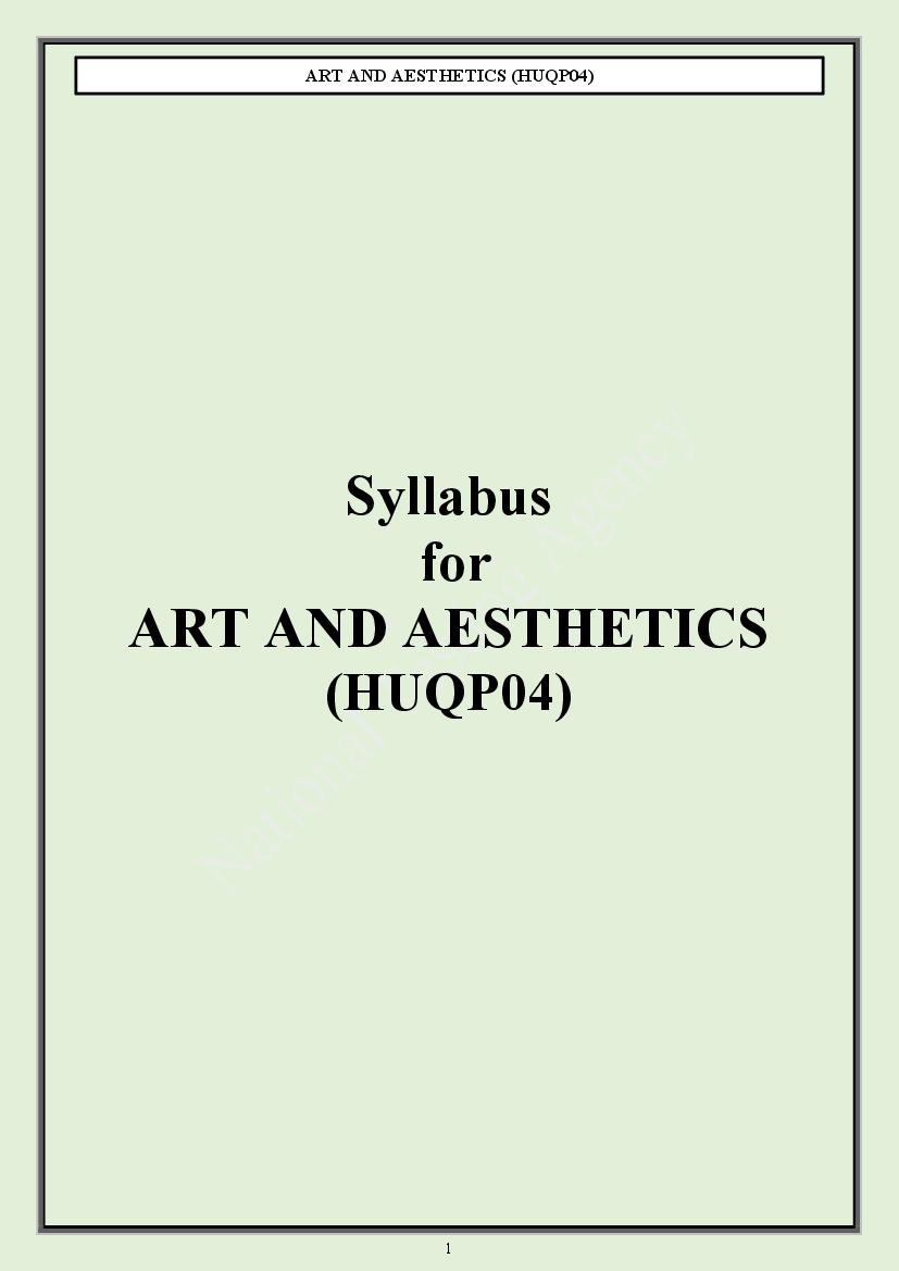 CUET PG 2024 Syllabus Art and Aesthetics - Page 1