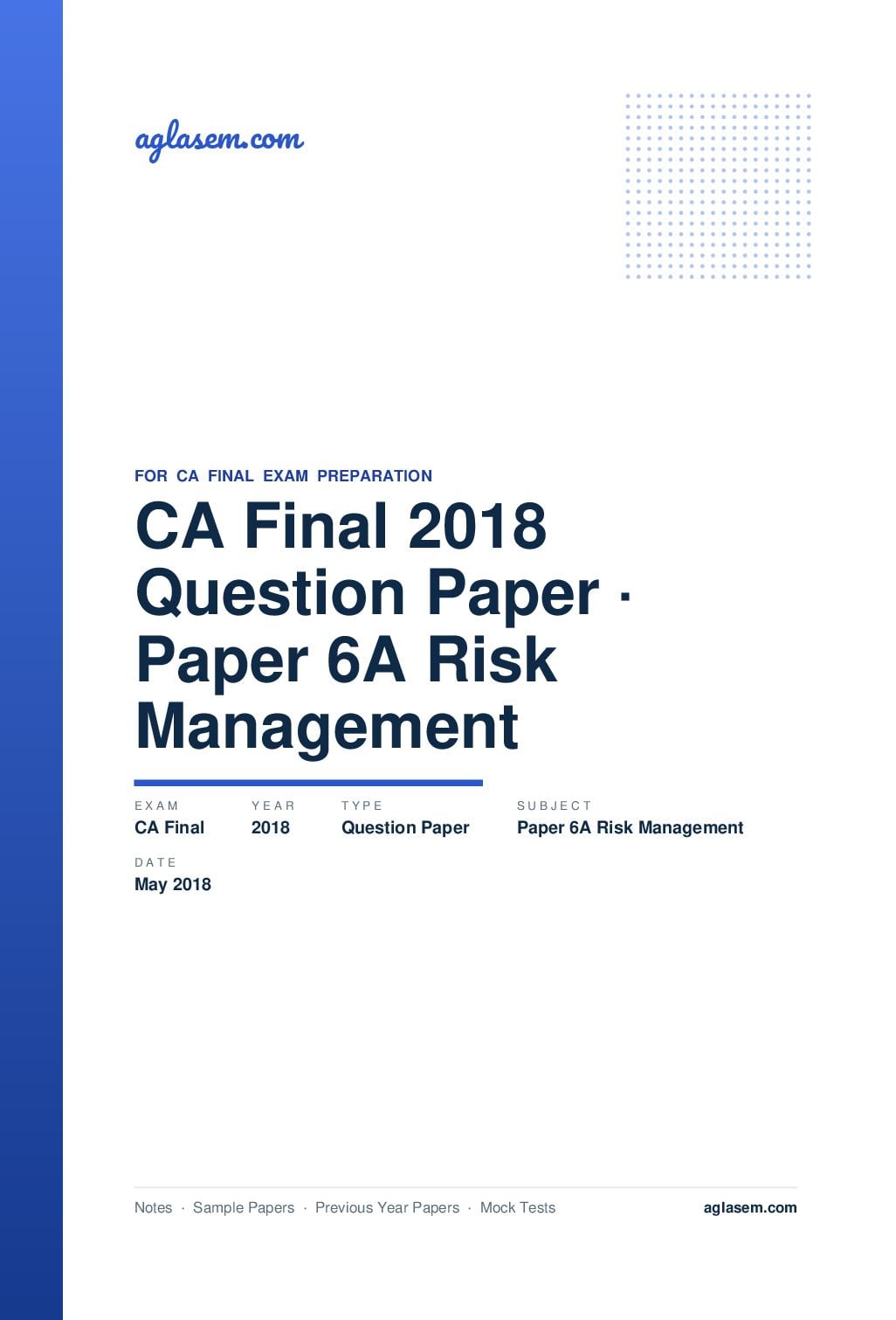 CA Final May 2018 Question Paper Paper 6A Risk Management - Page 1 of 25