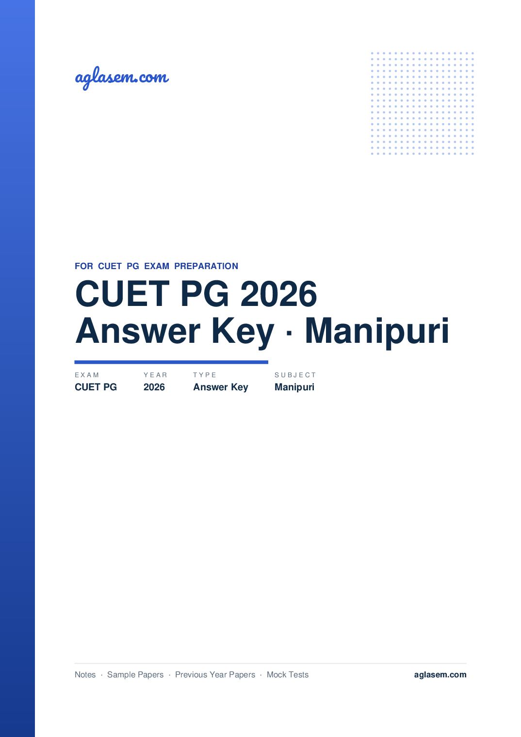 CUET PG 2026 Answer Key Manipuri - Page 1 of 2