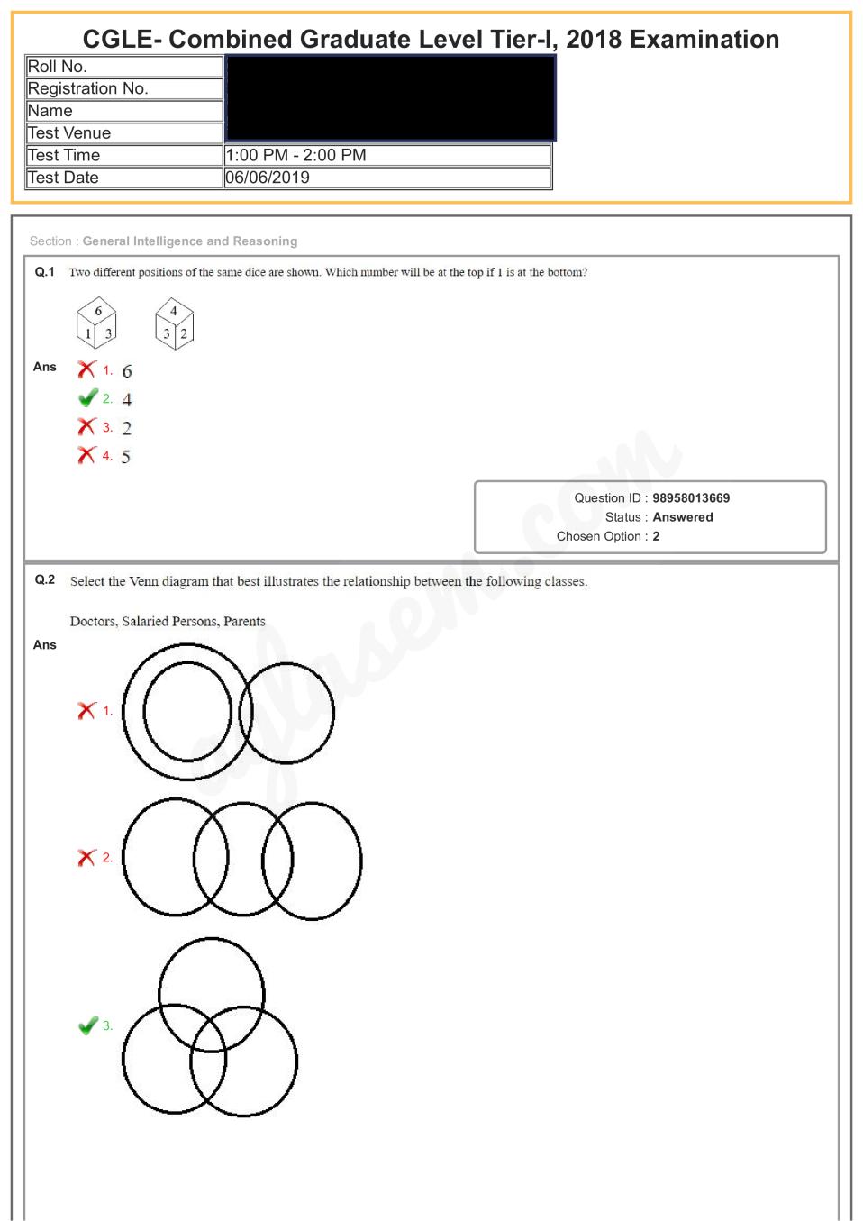 SSC CGL 2018 Question Paper Tier 1 Exam - 06 Jun 2019 Shift 2 - Page 1