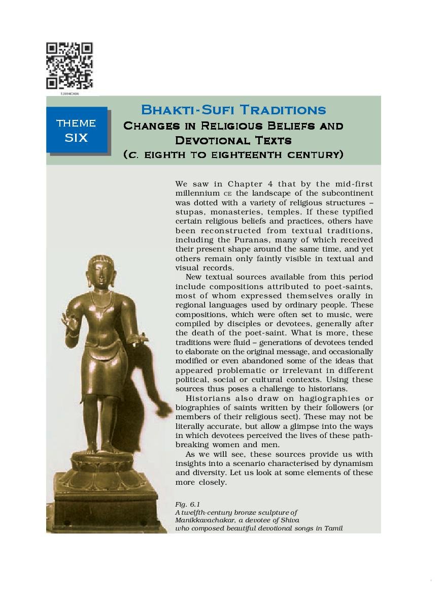 NCERT Book Class 12 History Chapter 6 Bhakti- Sufi Traditions - Page 1
