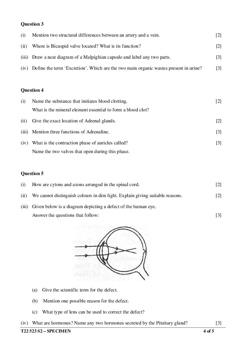 ICSE Class 10 Biology (Paper 3) Sample Paper 2022