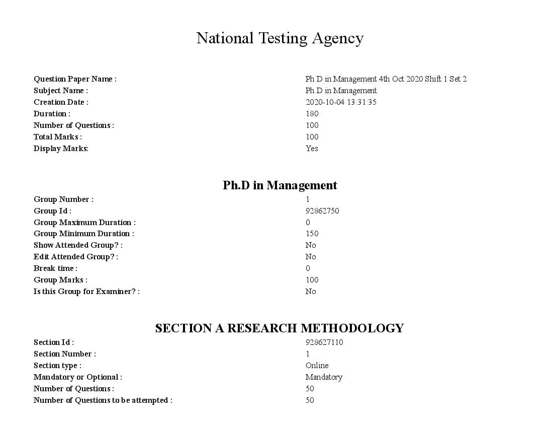 IGNOU Ph.D 2020 Question Paper for Ph.D in Management - Page 1 of 130