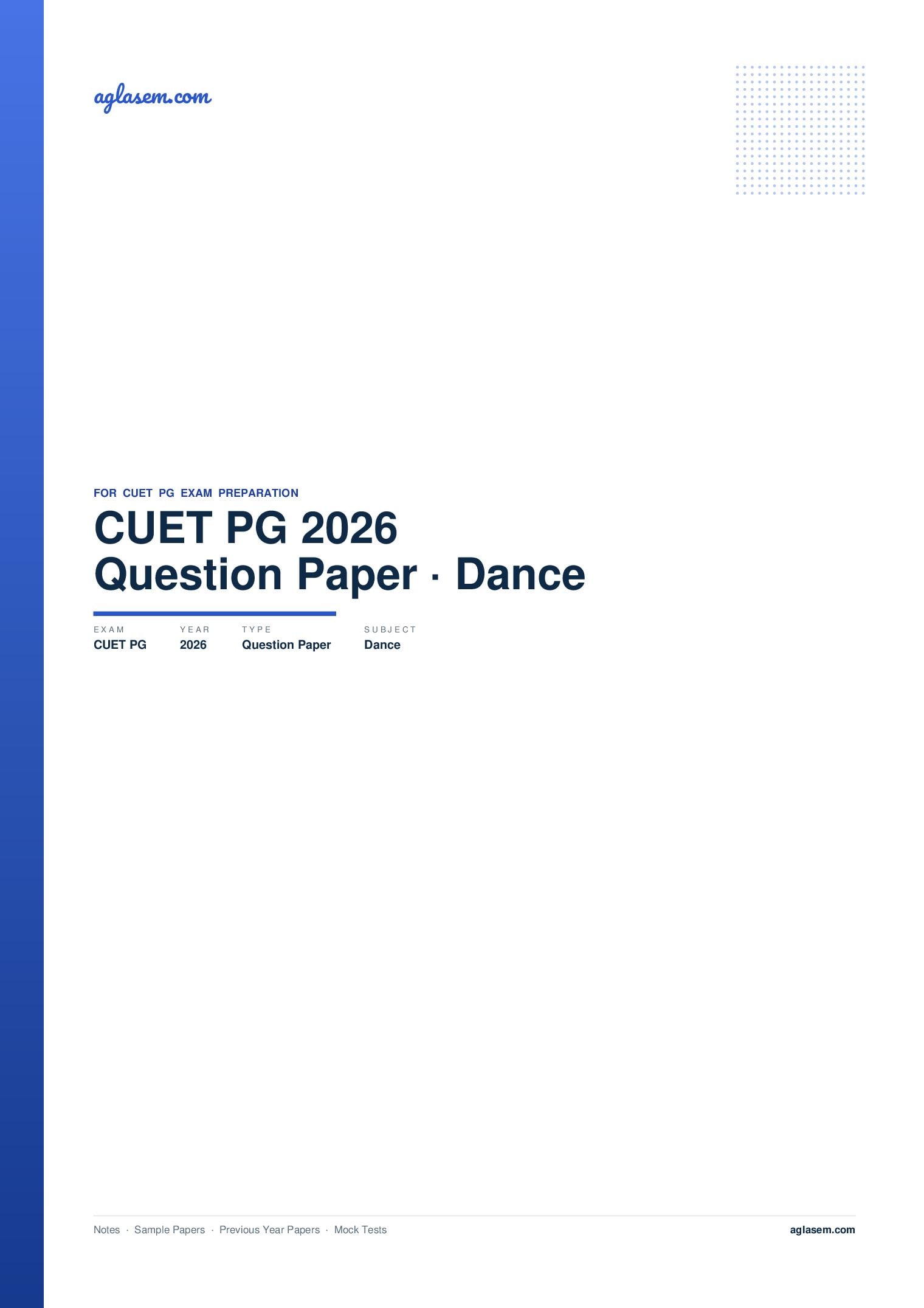 CUET PG 2026 Question Paper Dance - Page 1 of 53